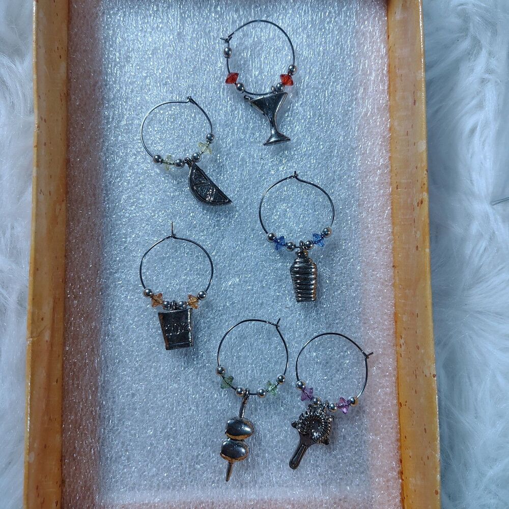 Prodyne W-6 Martini Bat Wine Glass Charm Set Of 6
